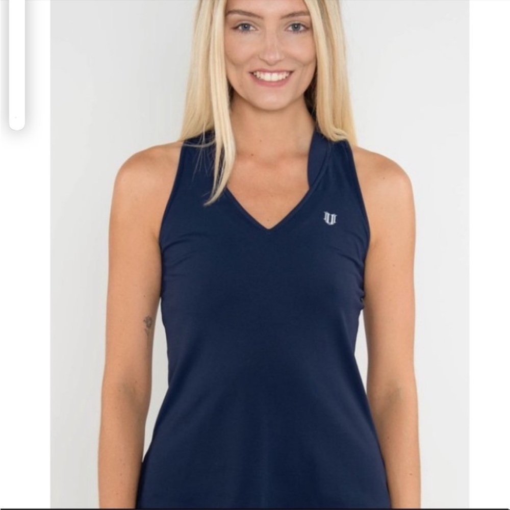 💕EleVen By Venus Williams Racerback Black Tank Top With Low Stand Collar